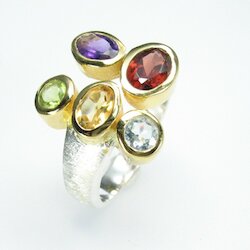Ring Multicolor Edelsteine, Silber