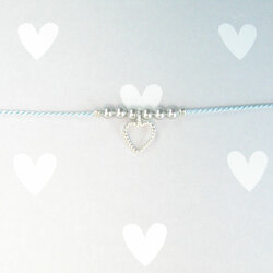 Unik Collection Glücks-Armband Herz/graue Perle, hellbau silber