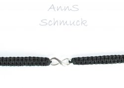 AnnS Schmuck Makramee-Armband Unendlich Endless Eternity, schwarz, Silber
