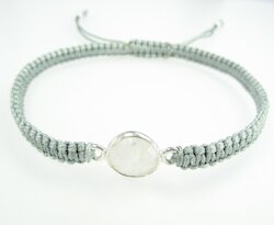 AnnS Schmuck Makramee-Armband silbergrau, Mondstein rund S, Silber