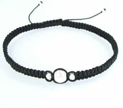 AnnS Schmuck Makramee-Armband schwarz, diamantierte Perlen, Silber