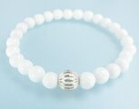 AnnS Schmuck Armband Jade weiß, Perle gerillt, Silber