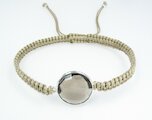 AnnS Schmuck Makramee-Armband goldbraun, Rauchquarz rund L, Silber