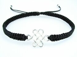 AnnS Schmuck Makramee-Armband Unendlich-Knoten, schwarz, Silber