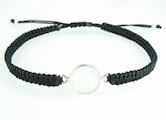 AnnS Schmuck Makramee-Armband schwarz, Mondstein rund M, Silber