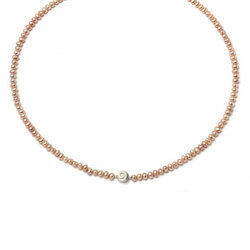 Perlenkette Kiria, silber mit rosa Perlen