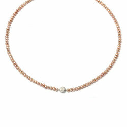Perlenkette Kiria, silber mit rosa Perlen