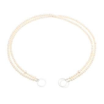 Bernd Wolf Loop Kette, Perle, silber, ohne Schließe