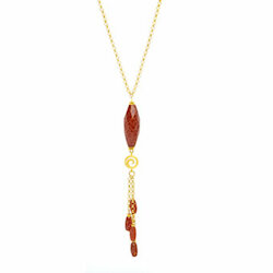 Feuerachat-Collier Farabella, goldplattiert