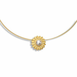 Sunflower Collier, goldplattiert/Perle