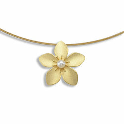 Bloomax Seilcollier, goldplattiert/Perle, 30mm