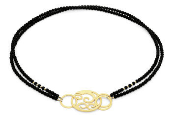 Collier Curly mit Schließe, goldplattiert, Onyx, 83cm