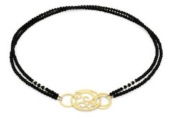 Collier Curly mit Schließe, goldplattiert, Onyx, 83cm