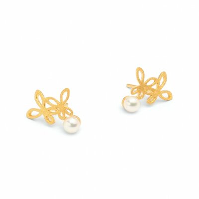 Bernd Wolf Schmuck Ohrstecker Papilli, Perle, goldplattiert
