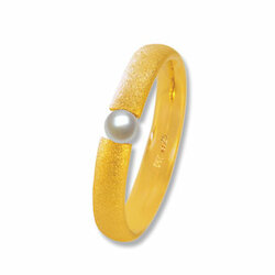 Enas Ring mit weißer Perle, goldplattiert