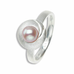 Ring Curl, silber mit rosa Perle