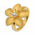 Bloomea Ring goldplattiert mit weißer Perle, 20mm