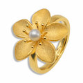 Bloomea Ring goldplattiert mit weißer Perle, 20mm