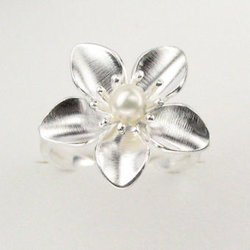 Bloomea Ring mit weißer Perle, 20mm, Sonderanfertigung