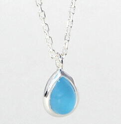 Campur Schmuck Kette Cabochon-Tropfen Chalcedon, silber