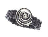 DUR Schmuck Makramee-Ring Spiral, Silber, schwarz
