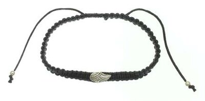 DUR Schmuck Makramee-Armband Wing, Silber, schwarz