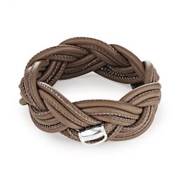 Heartbreaker Armband Leder geflochten, taupe