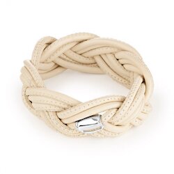 Heartbreaker Armband Leder geflochten, creme