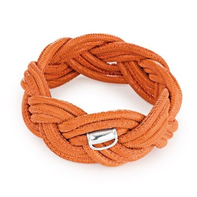 Heartbreaker Armband Leder echse geflochten, orange