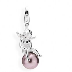 Charms Heartbreaker sitzender Engel, rosa Perle