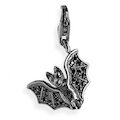 Heartbreaker Schmuck Charms Anhänger Fledermaus, Silber geschwärzt/Zirkonia