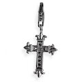 Heartbreaker Schmuck Charms Anhänger Kreuz, Silber geschwärzt/Zirkonia