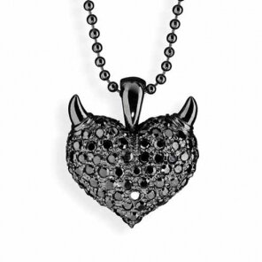 Heartbreaker Kette Herz/Hörner/Zirkonia, black