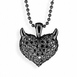 Heartbreaker Kette Herz/Hörner/Zirkonia, black