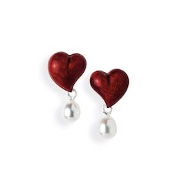 Heartbreaker Schmuck Ohrstecker Herz mit Perle, rot