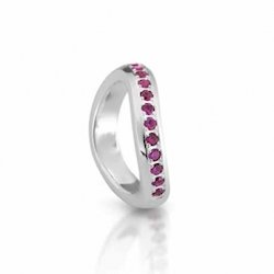 Heartbreaker Wellen-Ring silber/Zirkonia rot