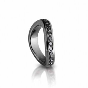 Heartbreaker Wellen-Ring black ruthenium/Zirkonia schwarz