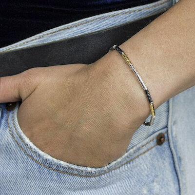 Jéh Jewels Armband dreifarbig, Silber/oxydiert/goldfill, Modelansicht