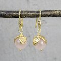 Jéh Jewels Ohrhänger Rosenquarz, Silber 14k vergoldet