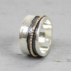 Jéh Jewels Ring Touch of Gold mit Kugelring, silber/goldfilled