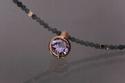 Lindenau Design Kette Jadeit mit Amethyst-Anhänger, Silber rosévergoldet