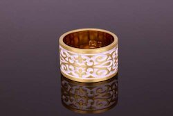 Breiter Ring mit Ornament Muster in Silber rosévergoldet © Lindenau Design