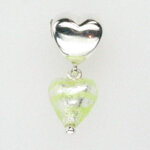 Lovelinks Anhänger mit Muranoglas-Herz, grün, Silber