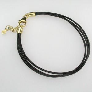 Lederarmband schwarz gold, 3fach,
