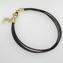 Lederarmband schwarz gold, 3fach, 