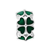 Lovelinks Bead All The Luck/Kleeblatt, Silber/Emaille, dunkelgrün