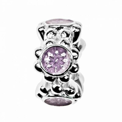 Lovelinks Bead Violett Daisy, Gänseblümchen Emaille, flieder