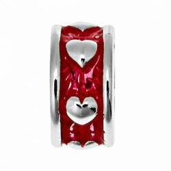 Lovelinks Bead All Mine, Herzen Emaille rot, schmal