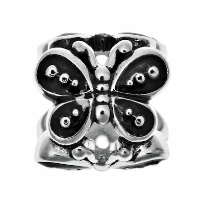 Lovelinks Bead Black Butterflies, Schmetterlinge Emaille schwarz