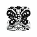 Lovelinks Bead Black Butterflies, Schmetterlinge Emaille schwarz